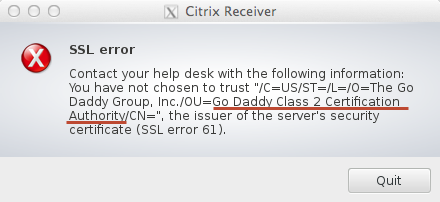 citrix receiver for mac you have not chosen to trust